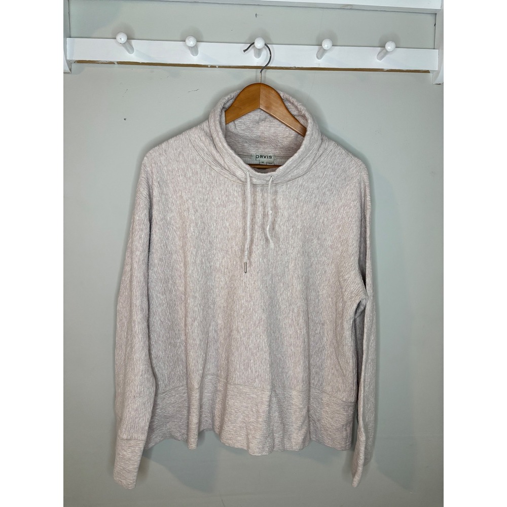 Orvis‎ Pullover Womens XL Oatmeal Heather Cowl Neck Textured Cozy Sweater
